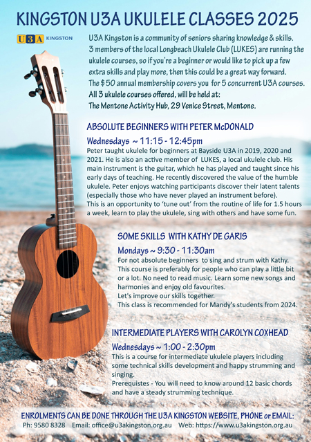 Kingston U3A Ukulele Classes in 2025